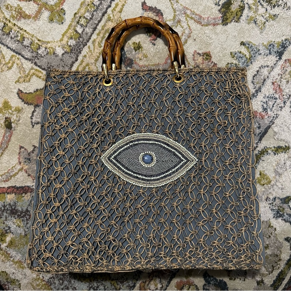 Evil Eye Beaded Tote Bag